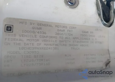 1994 Chevrolet Gmt-400 C3500 z USA, uszkodzony, nr VIN 1GCHC39NXRE241381